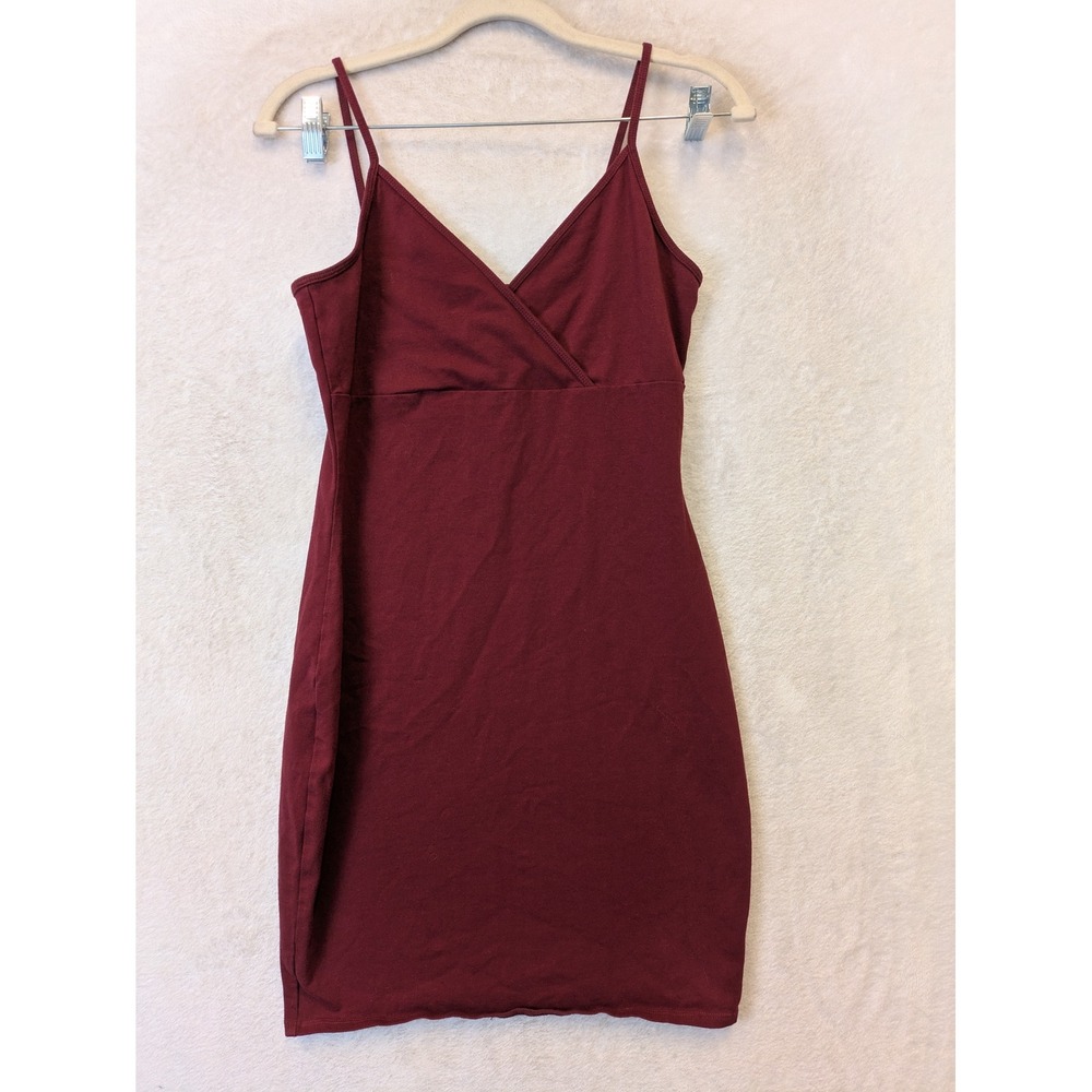 Wild Fable Mini Dress Women's L Burgundy Surplice Spaghetti Strap Bodycon